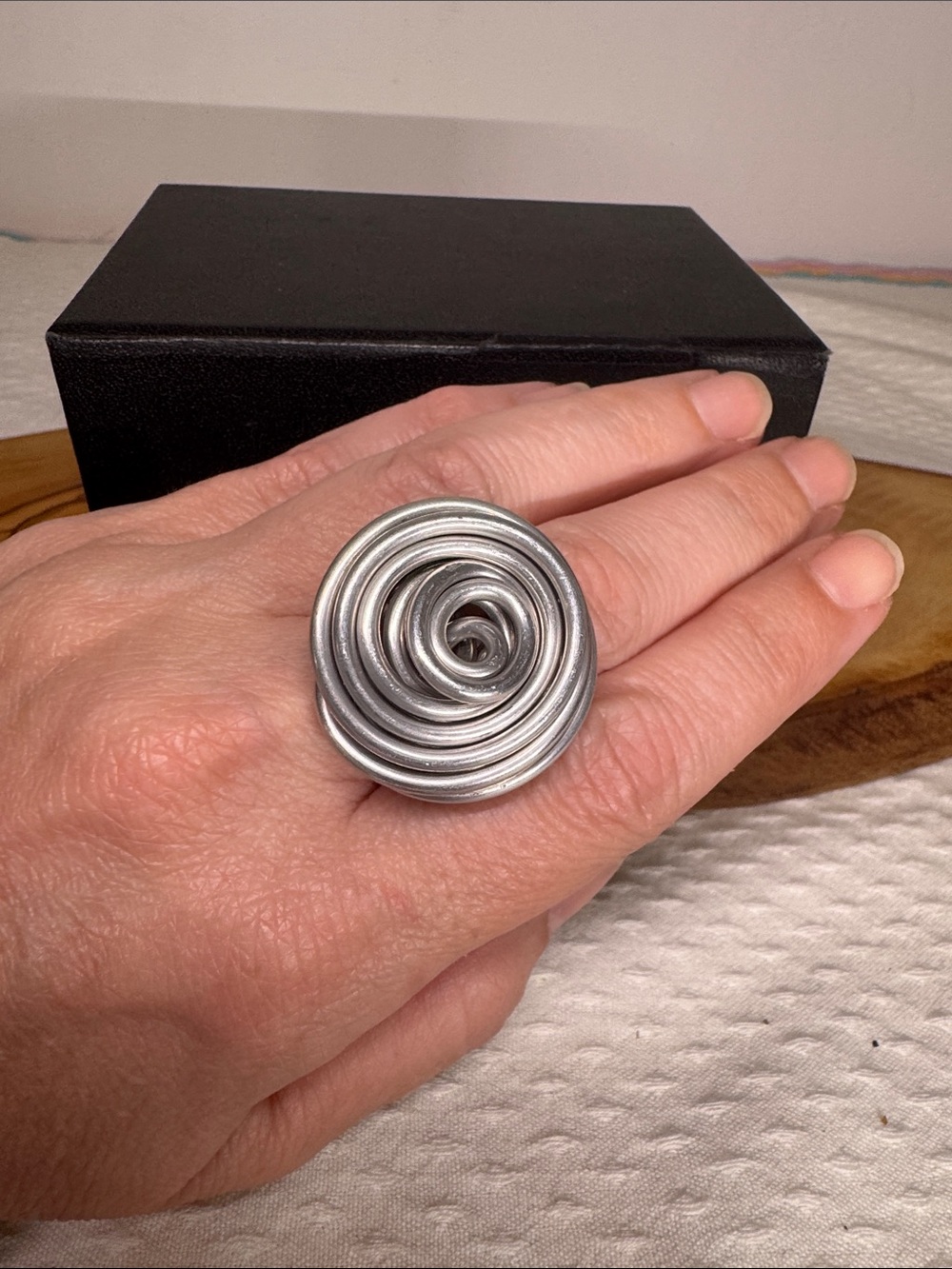 Silver Spiral Statement Ring